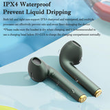 Wireless In-ear Earphones with Long Battery Life - Bluetooth 5.0 Blue - Rear View