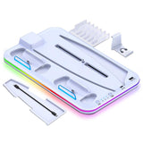 Multi-Functional Cooling Base For Ps5 / Psvr2 Controller With Rgb Lights - White - Front View