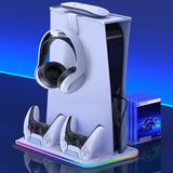 Multi-Functional Cooling Base For Ps5 / Psvr2 Controller With Rgb Lights - White - Side View