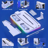 Multi-Functional Cooling Base For Ps5 / Psvr2 Controller With Rgb Lights - White - Top-Down View