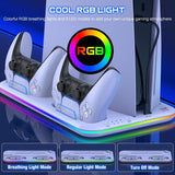Multi-Functional Cooling Base For Ps5 / Psvr2 Controller With Rgb Lights - White - 45-Degree Angle