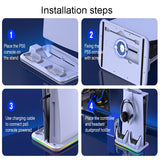 Multi-Functional Cooling Base For Ps5 / Psvr2 Controller With Rgb Lights - White - Low Angle