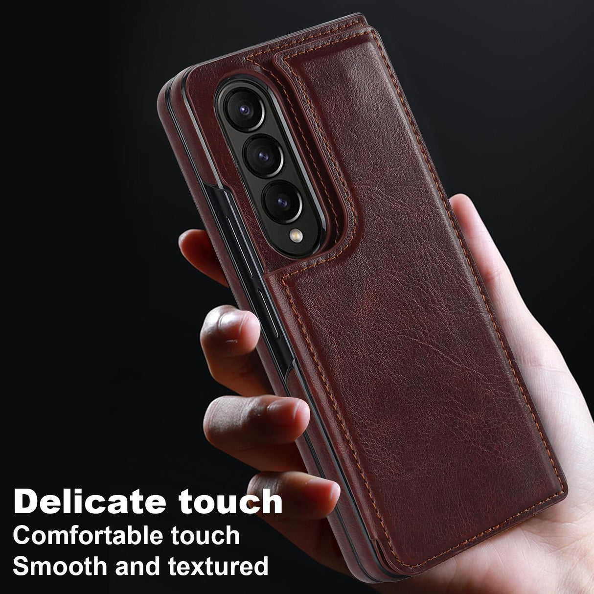 For Samsung Galaxy Z Fold4 5G Full Coverage Double Buckle Phone Case - Black
