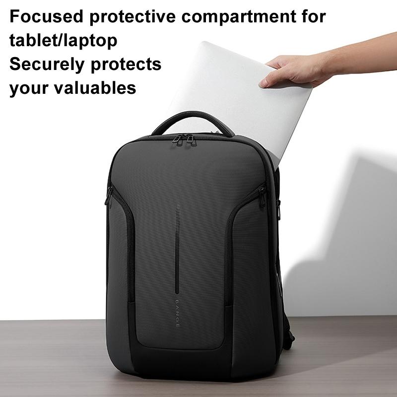 Men Commuter Laptop Backpack - Black