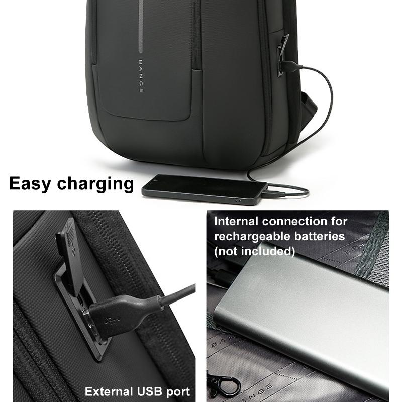 Men Commuter Laptop Backpack - Black