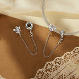 925 Sterling Silver Romantic Bow Safety Chain For Diy Beaded Accessories - Side View