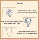 925 Sterling Silver Romantic Bow Safety Chain For Diy Beaded Accessories - Top-Down View
