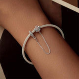 925 Sterling Silver Romantic Bow Safety Chain For Diy Beaded Accessories - Rear View