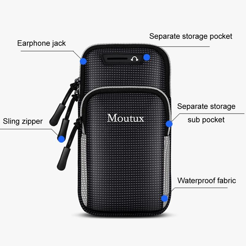 Waterproof Running Arm Bag For Outdoor Sports - Black