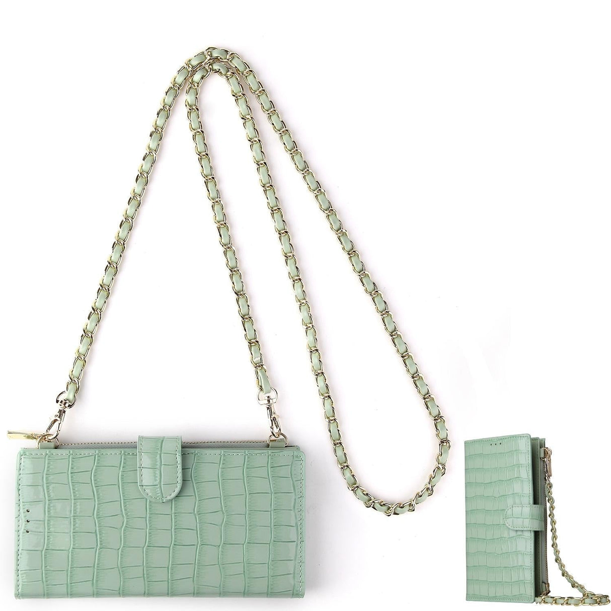 Long Crossbody Mini Shoulder Bag For Coins & Phone - Wine Red
