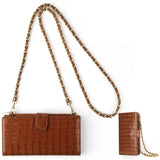 Long Crossbody Mini Shoulder Bag For Coins & Phone - Wine Red