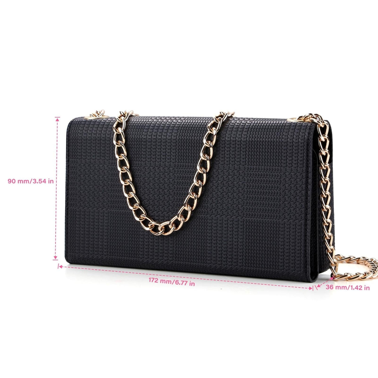 Leather Crossbody Bag With Rfid Protection 20 X 10 X 3.5Cm - Black