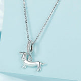 925 Sterling Silver Dainty Dachshund Pendant For Beaded Bracelets - Side View