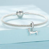 925 Sterling Silver Dainty Dachshund Pendant For Beaded Bracelets - Top-Down View