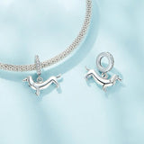 925 Sterling Silver Dainty Dachshund Pendant For Beaded Bracelets - 45-Degree Angle