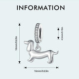 925 Sterling Silver Dainty Dachshund Pendant For Beaded Bracelets - Rear View