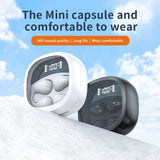 Smart Digital Display Bluetooth Earphones with Transparent Capsule Design - Black