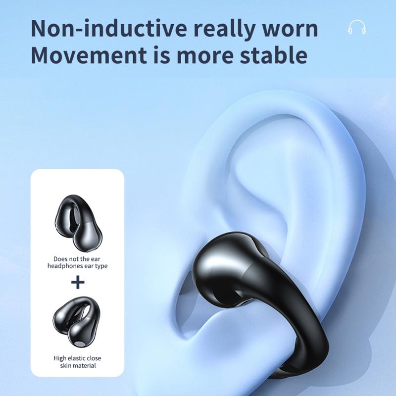 Smart Digital Display Bluetooth Earphones with Transparent Capsule Design - Black