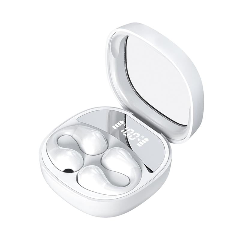 Smart Digital Display Bluetooth Earphones with Transparent Capsule Design - Black
