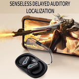 Wireless Stereo Earphones with Charging Case - Hanging Ear Design - Black - Top-Down View