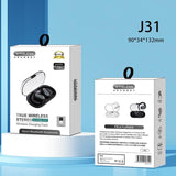 Wireless Stereo Earphones with Charging Case - Hanging Ear Design - Black - Close-Up Angle