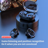 Wireless Earphones with Digital Display and Charging Case - Black - Close-Up Angle