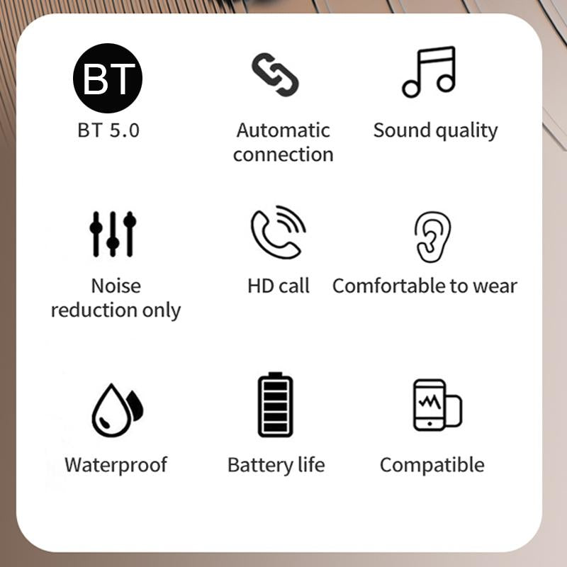 Led Bluetooth Earphones with Noise Reduction and Power Bank Function - Black