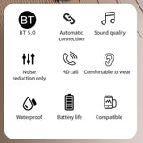 Led Bluetooth Earphones with Noise Reduction and Power Bank Function - Black