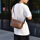 Large Capacity Men Crossbody Bag Casual Pu Handbag Black - Top-Down View