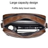 Large Capacity Men Crossbody Bag Casual Pu Handbag Black - Rear View