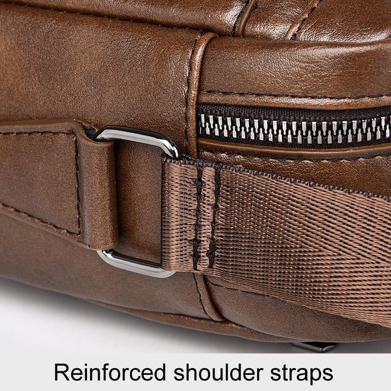 Large Capacity Men Crossbody Bag Casual Pu Handbag Black