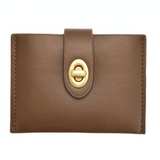 Mini Retro Lock Coin Purse Multi Slot Pu Leather Card Bag - Black - Front View