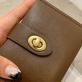Mini Retro Lock Coin Purse Multi Slot Pu Leather Card Bag - Black - Extra Image