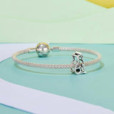 925 Sterling Silver Hollow Cat Beads Cute Animal Accessory - Rear View