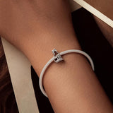 925 Sterling Silver Hollow Cat Beads Cute Animal Accessory - Low Angle