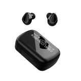 Mini Bluetooth Headset with Charging Bin and Digital Display - Black - Front View