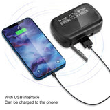 Mini Bluetooth Headset with Charging Bin and Digital Display - Black - Side View