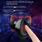 Mini Bluetooth Headset with Charging Bin and Digital Display - Black - Close-Up Angle