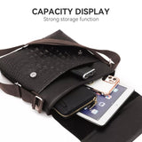 Water Repellent Vertical Leather Shoulder Bag For Men - Black