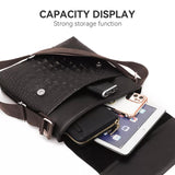 Water Repellent Vertical Leather Shoulder Bag For Men - Black - 45-Degree Angle