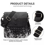 Water Repellent Vertical Leather Shoulder Bag For Men - Black - Rear View