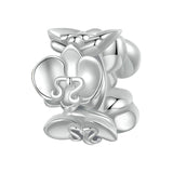 925 Sterling Silver Platinum Butterfly Orchid Flower Beads - Front View