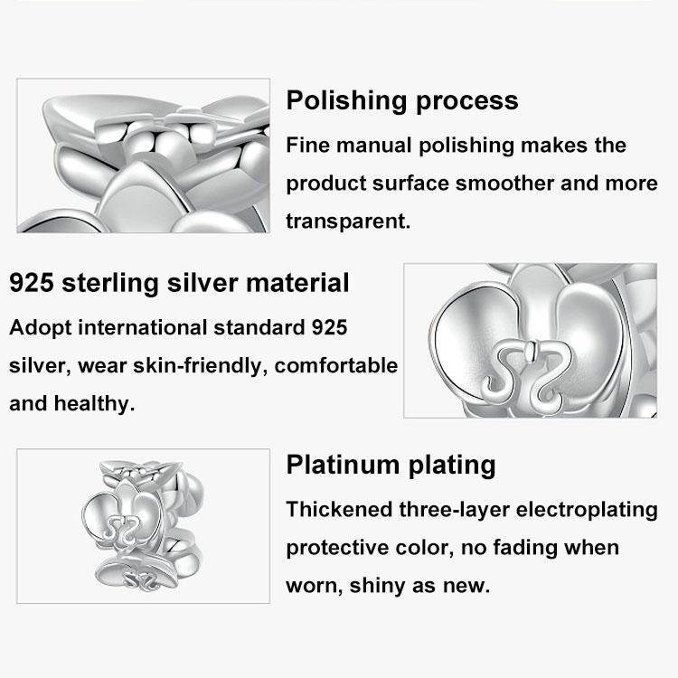 925 Sterling Silver Platinum Butterfly Orchid Flower Beads