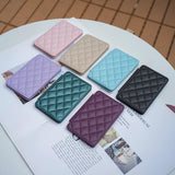 Rhombus Pattern Card Bag Back Sticker For Mobile Phones - Dark Purple - Close-Up Angle