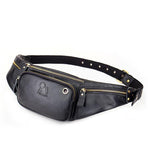 Vintage Leather Waist Bag For Men - Black