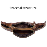 Vintage Leather Waist Bag For Men - Black - 45-Degree Angle
