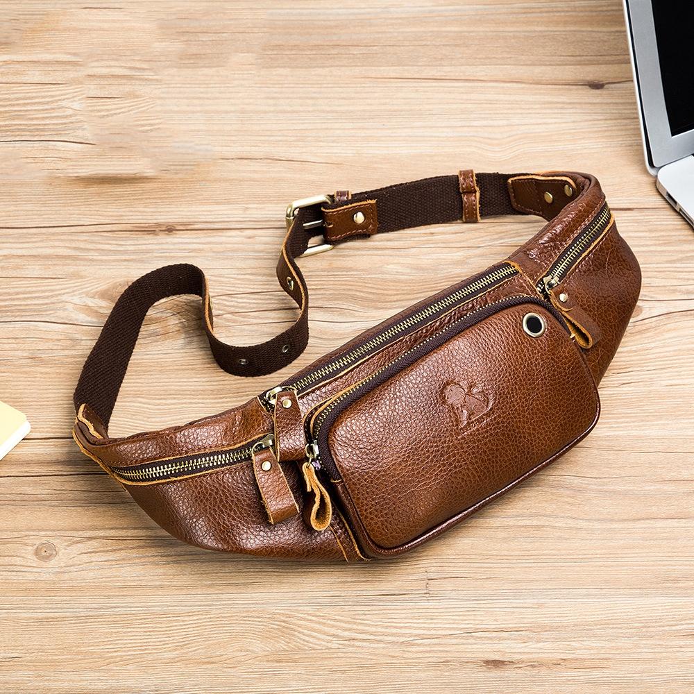 Vintage Leather Waist Bag For Men - Black