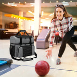 Portable Bowling Tote Bag Grey Sneaker Backpack - Close-Up Angle
