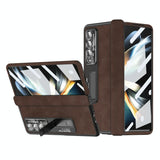For Samsung Galaxy Z Fold4 5G Magnetic Phone Case - Napa Pattern - White