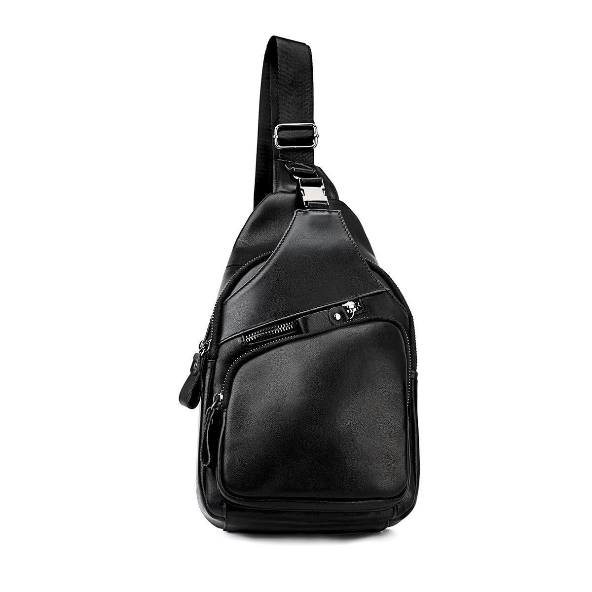 Retro Leather Chest Bag For Men - Coffee